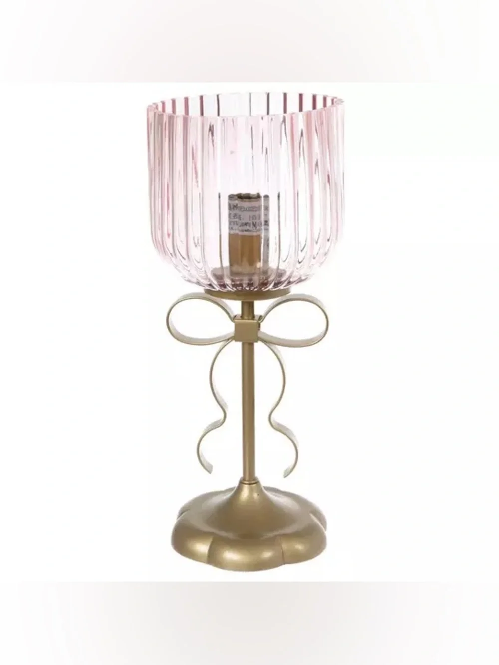 Pink Ribbed Uplight With Bow